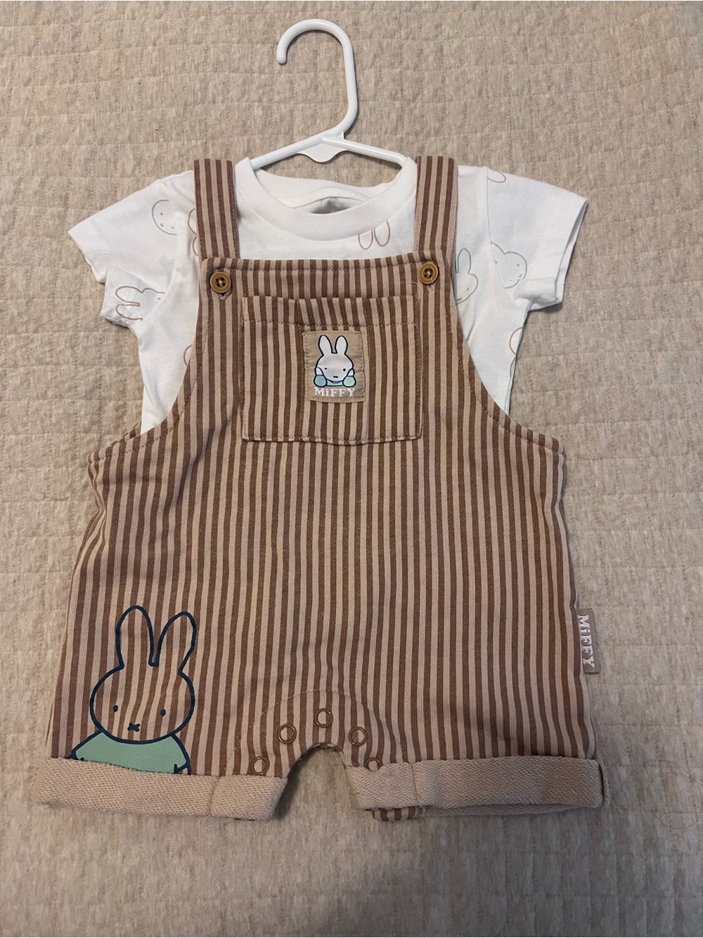 Miffy Brown Striped Cotton Overalls for Kids
